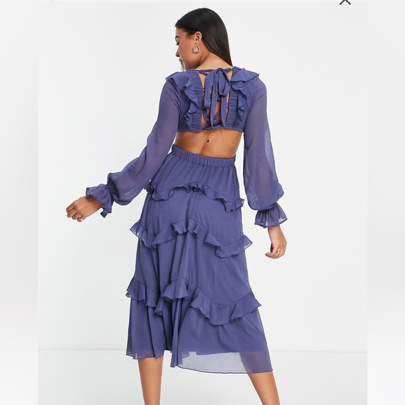 ASOS Design - Tiered Ruffle Midi Dress - Picture 3 of 7